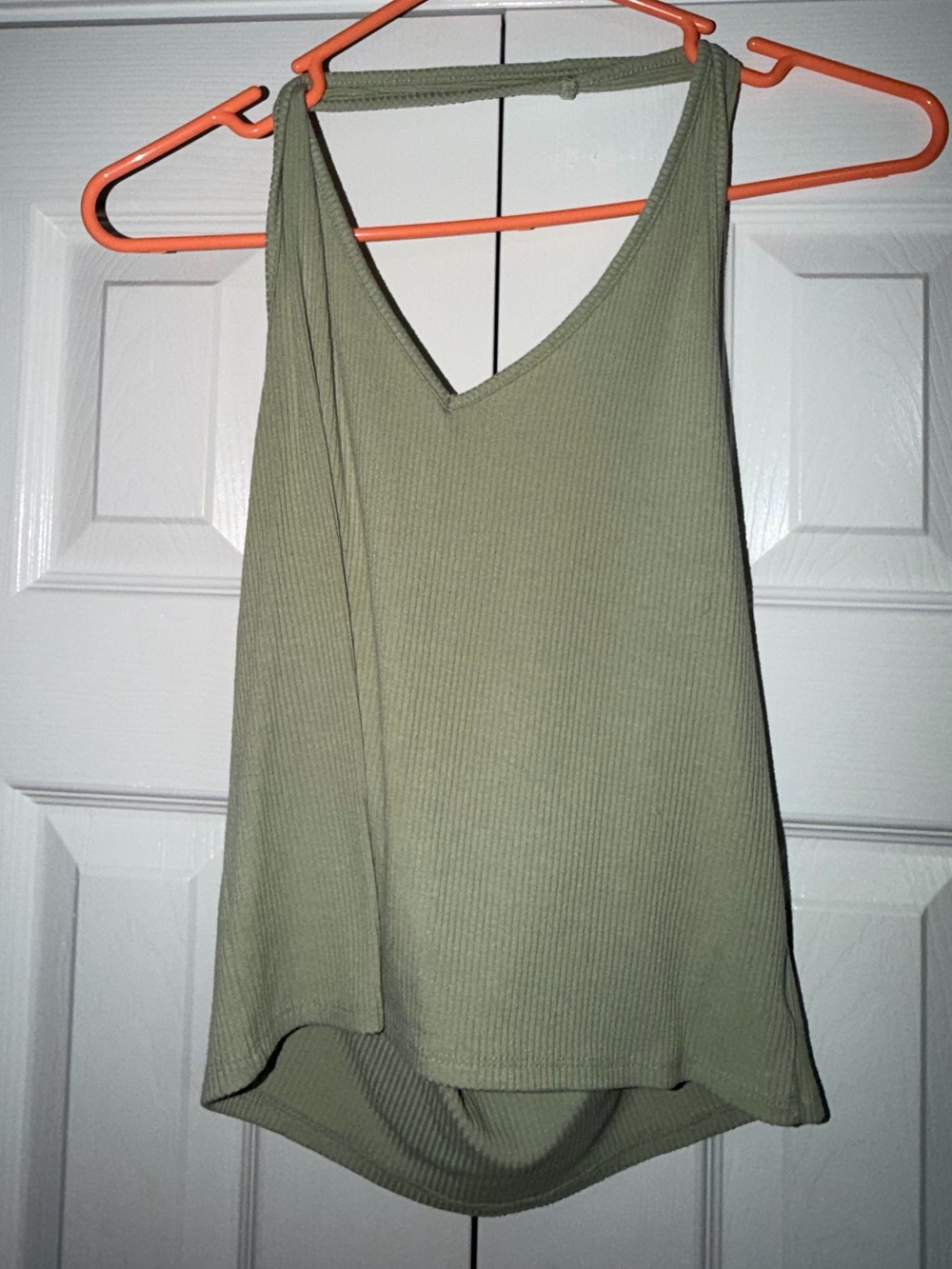 American Eagle Outfitters Ribbed V-Neck Tank Top in Sage